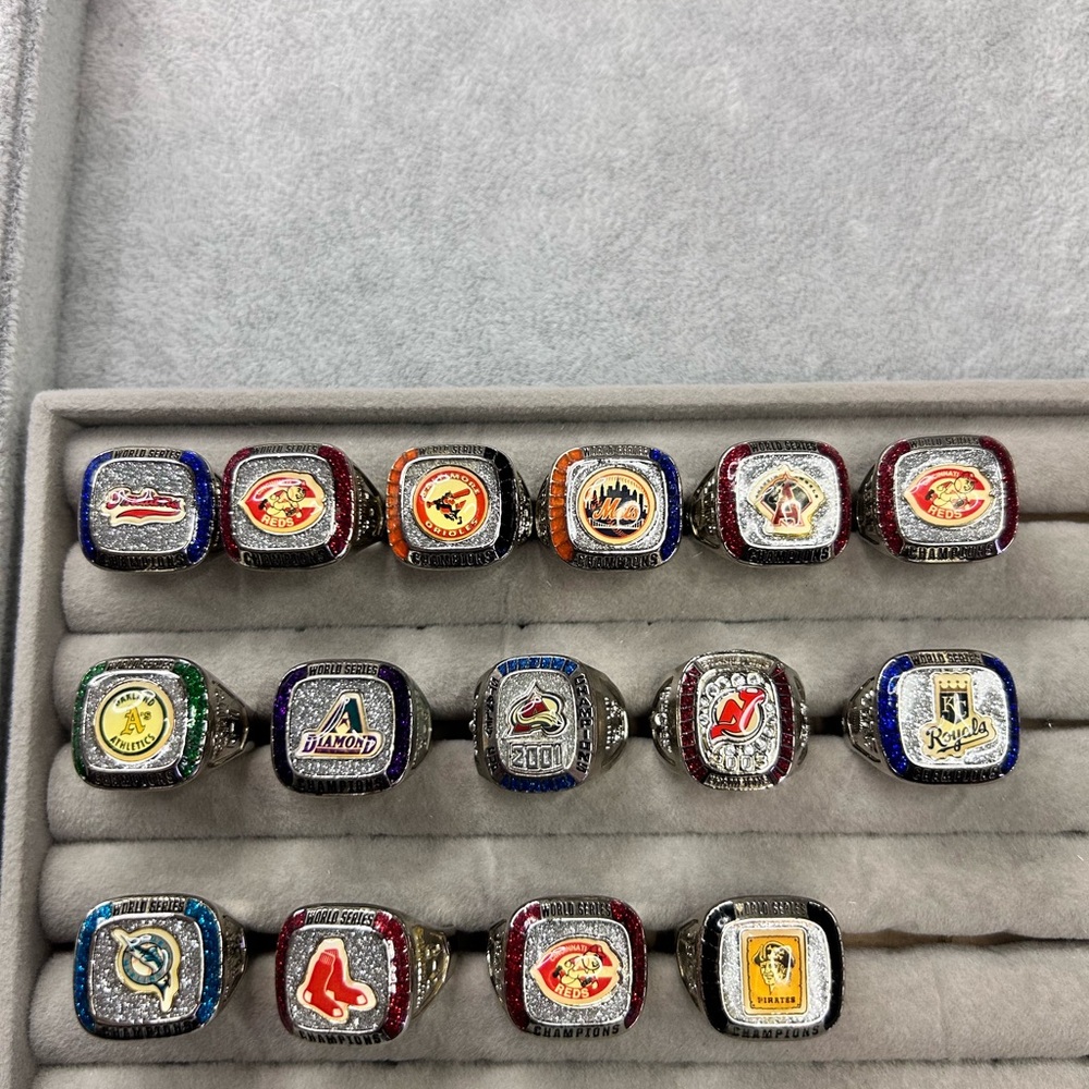 Championship Sports Rings Lot Variety Teams Silvertone Collector Rings